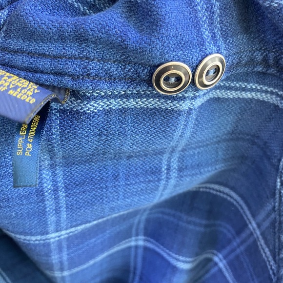 Polo Ralph Lauren Shirt Sz XL Blue Plaid Thick Cotton Relaxed Fit - Picture 9 of 14
